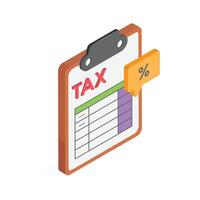 A tax filing form with a percentage symbol for calculations vector