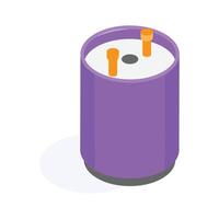 Electronic component icon in isometric style, tube light starter vector