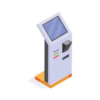 Get this trendy isometric icon of atm machine, ready to use vector