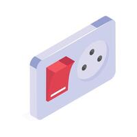 Electrical socket with integrated on, off switch for easy control vector