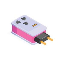 Universal power plug for connecting devices to electrical outlets vector