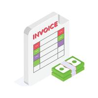 A financial invoice document with payment details and transactions vector