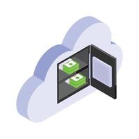 Take a look at this amazing icon of cloud money in isometric style vector