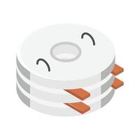 Isometric icon of concrete blocks, used in construction for walls and foundations vector