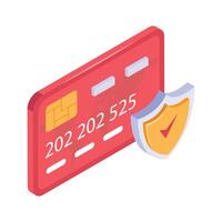 Credit card with a shield representing secure digital transactions vector