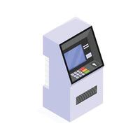 Get this trendy isometric icon of atm machine, ready to use vector