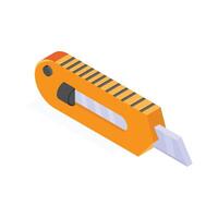 Paper cutter having sharp blade, isometric graphic art vector