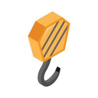 Crane hook isometric a heavy duty hook used for lifting materials on construction site vector