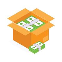 An icon of paper currency in modern style, of banknotes in isometric style vector