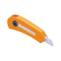 Paper cutter having sharp blade, isometric graphic art vector
