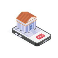 A smartphone showing a bank for online transactions and payments vector