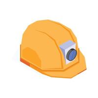 Sturdy hard hat with an integrated light for improved visibility. vector