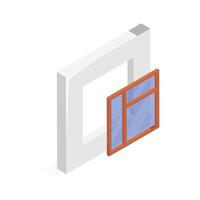 Window installation isometric icon, construction projects and architectural design vector