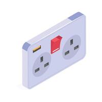 Electrical socket with integrated on, off switch for easy control vector