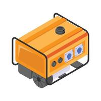 Electricity generating machine icon in isometric style, editable of generator vector