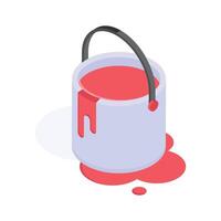 Premium isometric icon of paint bucket in customizable design vector