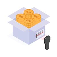 A box full of coins representing savings or donations vector