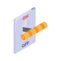 Lever operated switch for manual control of electrical circuits vector