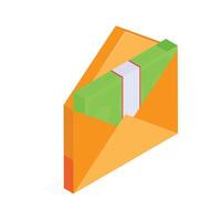 Envelope with dollar denoting financial mail concept isometric icon vector
