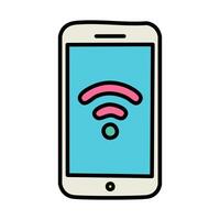 smartphone with wifi signal isolated icon illustration design vector