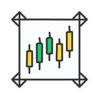 Candlestick chart color line icon. Isolated element. vector