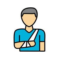 man with broken arm and bandage illustration design icon flat style vector
