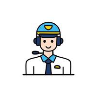 illustration of a call center worker. Flat line style design. vector