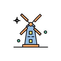Windmill flat icon. Single high quality outline symbol for web design or mobile app. vector