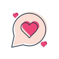 Heart in speech bubble line icon, illustration, editable stroke. vector