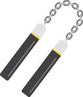 illustration of a nunchaku weapon . Nunchucks or nunchaku weapon flat icon for self defense, karate, and combat vector
