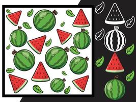 Pattern design with watermelon object vector