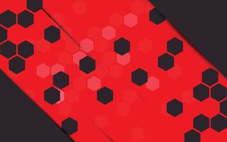Abstract hexagon background design with red color vector