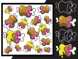 Pattern design with cartoon meat and honey object vector
