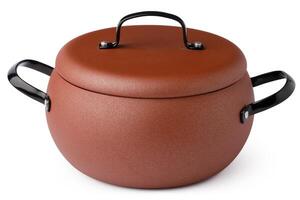 Non-stick casserole with lid isolated on white photo