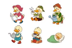 Multiple pose different activity of duck. vector