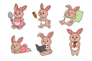 Set of rabbit. Animals cartoon. vector