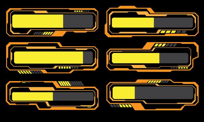 Set of yellow data progress user interface elements technology futuristic design modern creative on white background