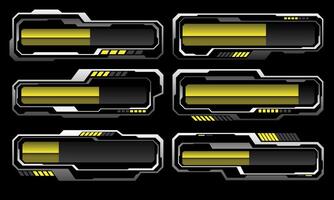 Set of silver yellow metallic data progress user interface elements technology futuristic design modern creative on white background vector