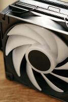 Close up of a cooler computer fan photo