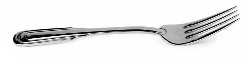 Steel metal fork isolated on white background photo