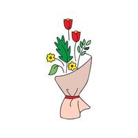 flower bouquet with various kinds of flowers vector