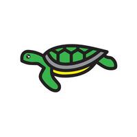 A green turtle is swimming vector