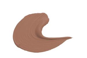 Brown paint swatch spread on a white canvas illustrating texture and color variation for art projects photo