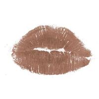 Lip print in a neutral brown shade on a white background showcasing a subtle and elegant beauty expression photo