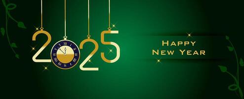 Happy New Year wish Template 2025, Happy New Year illustration. Happy New Year green template. vector