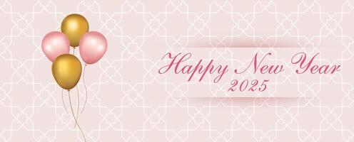 2025 Happy New Year card illustration isolated on pink background. vector