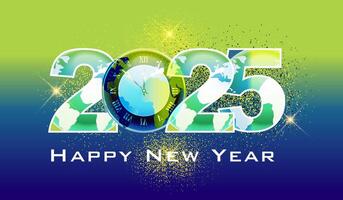 Happy New Year 2025 with best wishes on green background. vector
