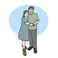 Beloved partners hugging and care about relations together illustration hand drawn isolated on white background vector