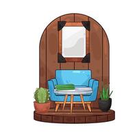 wall with photo frames vector