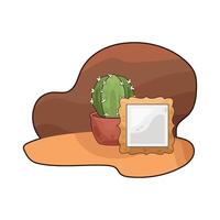 illustration of cactus with photo frame vector